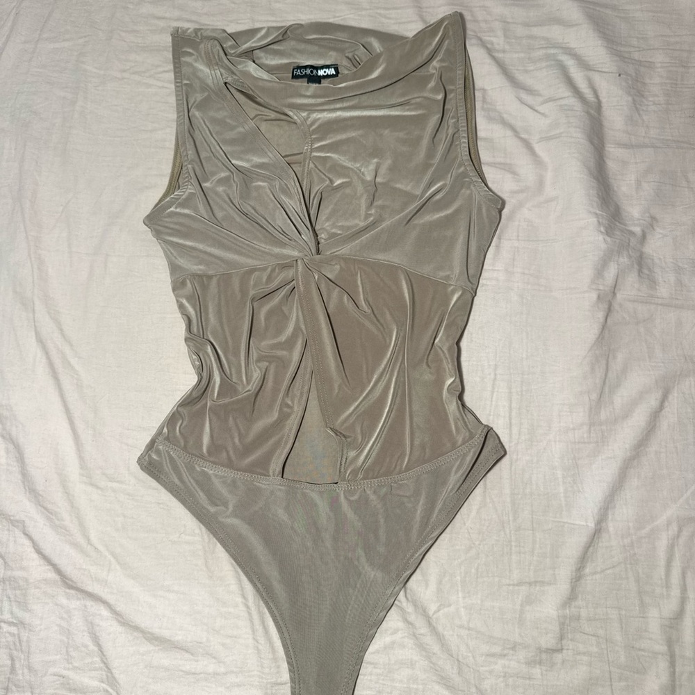 Fashion Nova Beige Twist Bodysuit